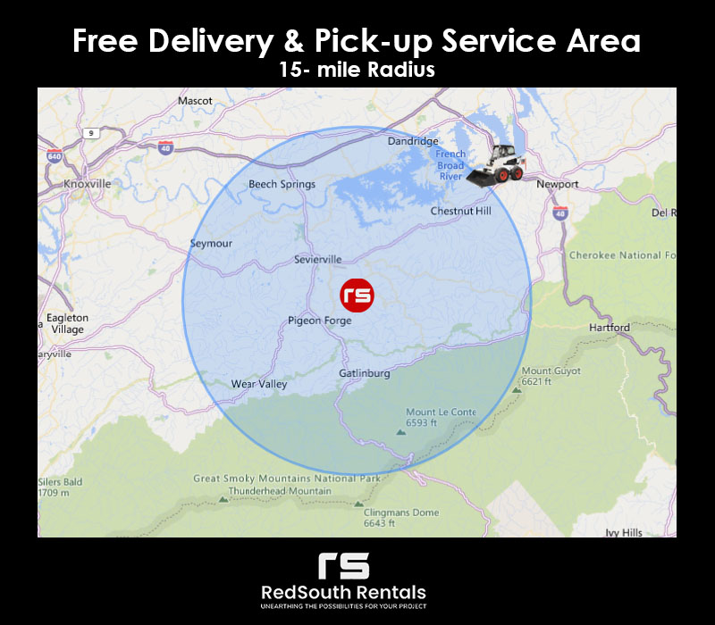 RedSouth Rental-15-mile-radius-delivery-area Bobcat Skid steer Rental Sevierville, TN